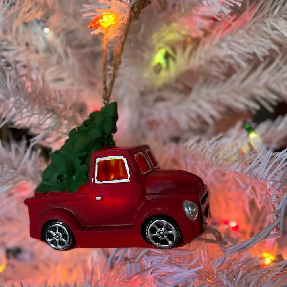 Red truck light up Christmas Ornament